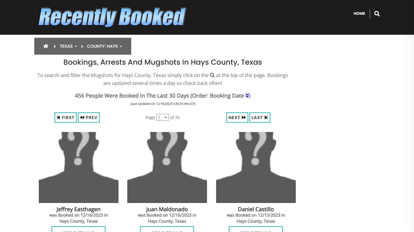 Recent bookings, Arrests, Mugshots in Hays County, Texas - Recently Booked